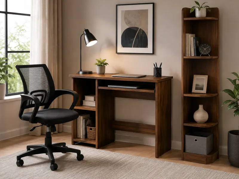 Rio Study Table With Office Chair and Rio Engineered Wood Bookshelf